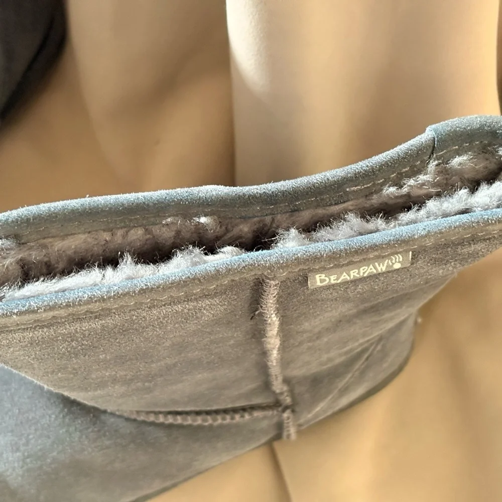 BearPaw Women's Short Suede Winter Boots in Gray - Picture 3 of 6